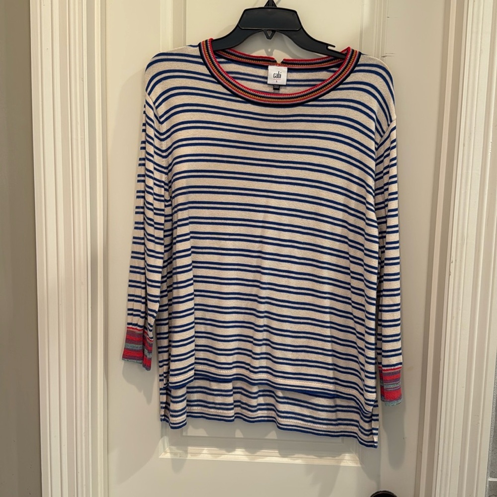 CAbi Striped Sweater. Gently worn, smoke free household! Size L